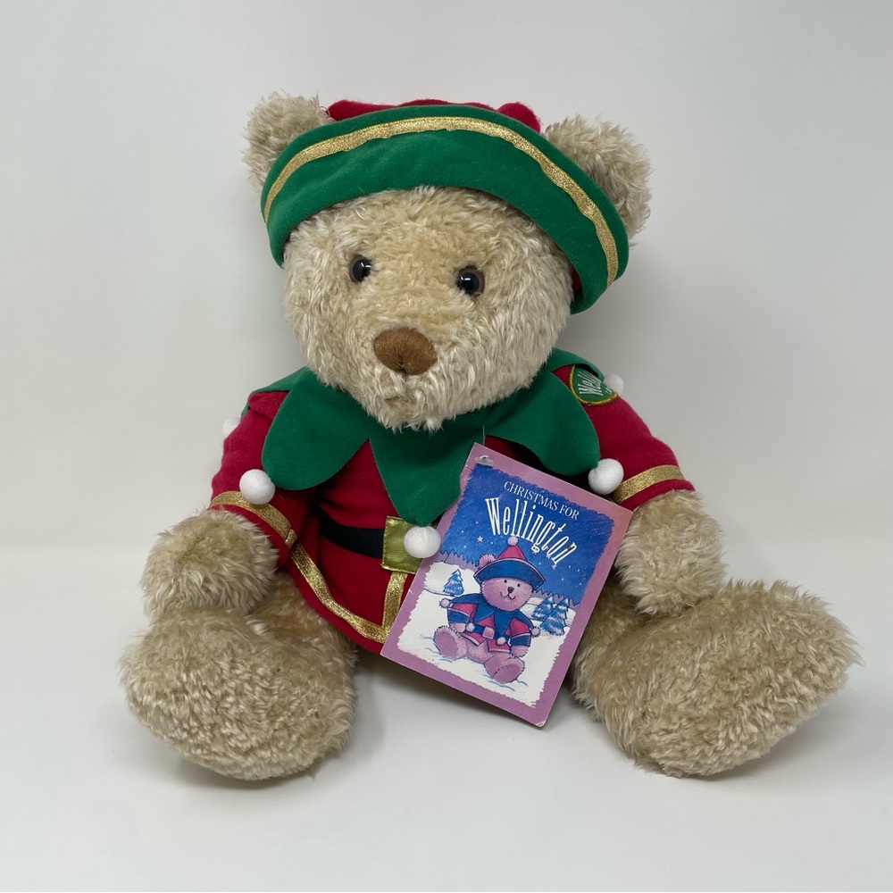 Vintage 90s Wellington Bear Plush Holiday Costume Toy Animal